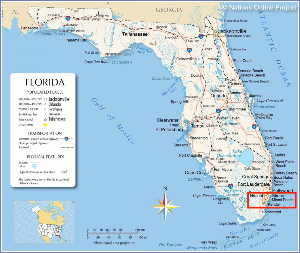 Miami su una mappa