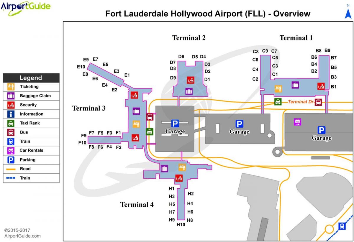 ft Lauderdale aeroporto parcheggio mappa