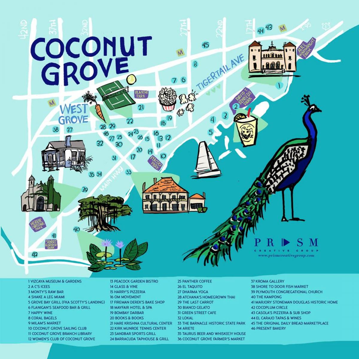 mappa di Coconut Grove Miami