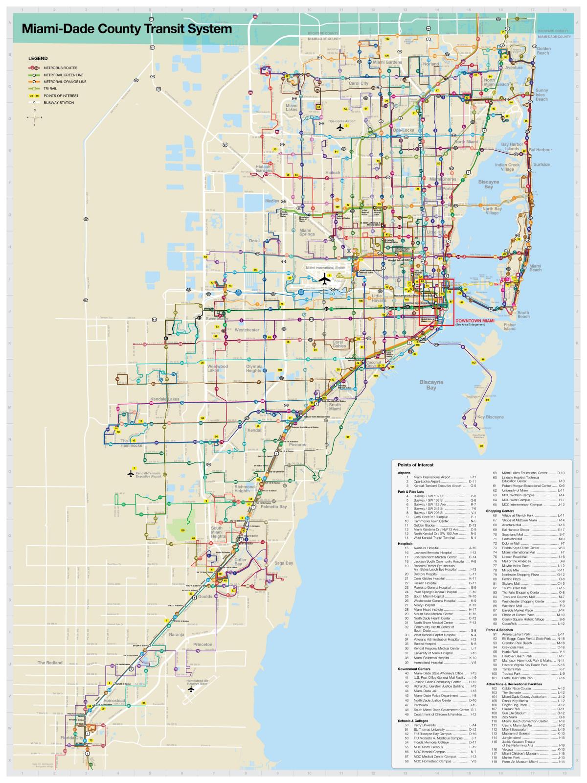 Miami mappa dei trasporti pubblici