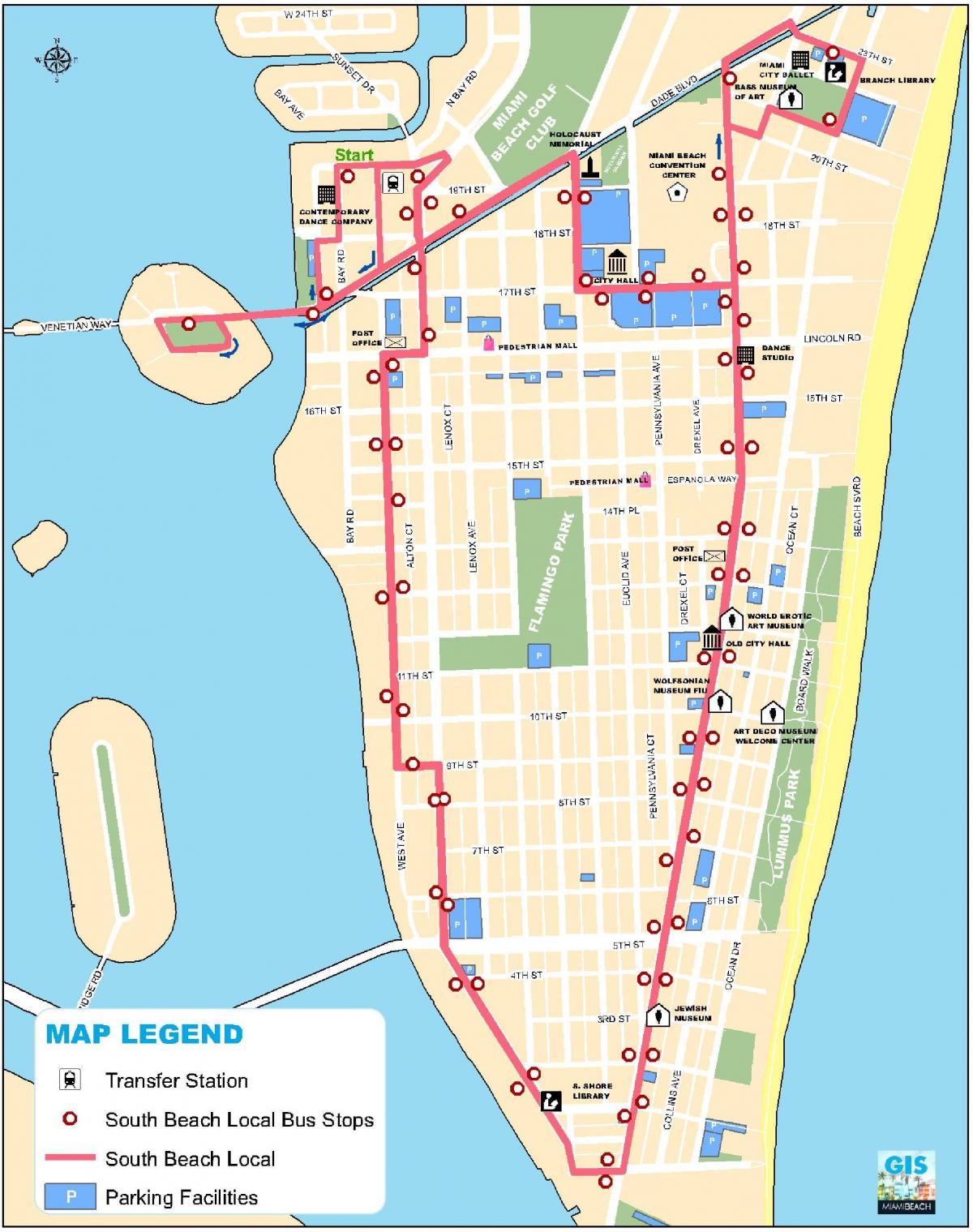 mappa di south beach di Miami