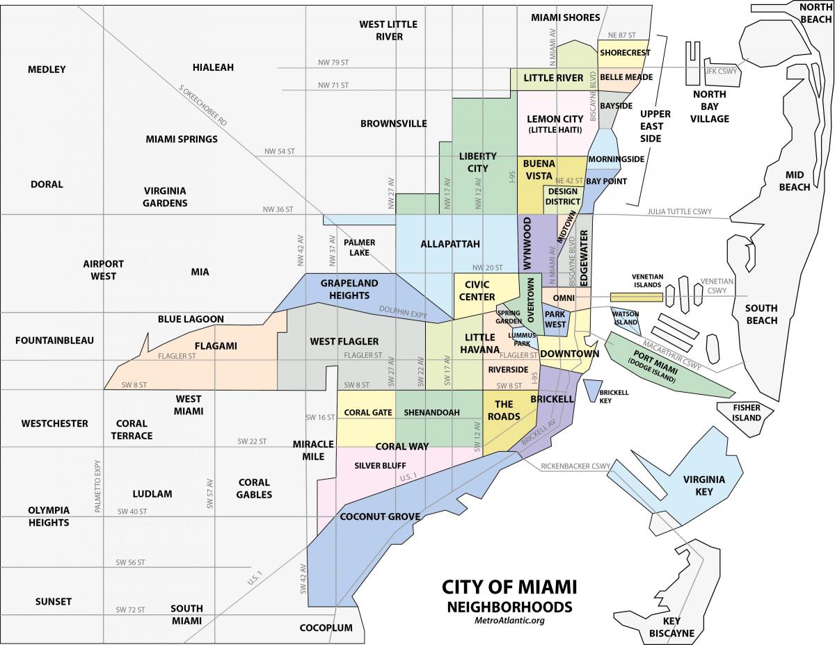 mappa della zona di Miami