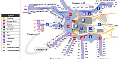Mappa di aeroporto internazionale di Miami