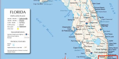 Miami su una mappa
